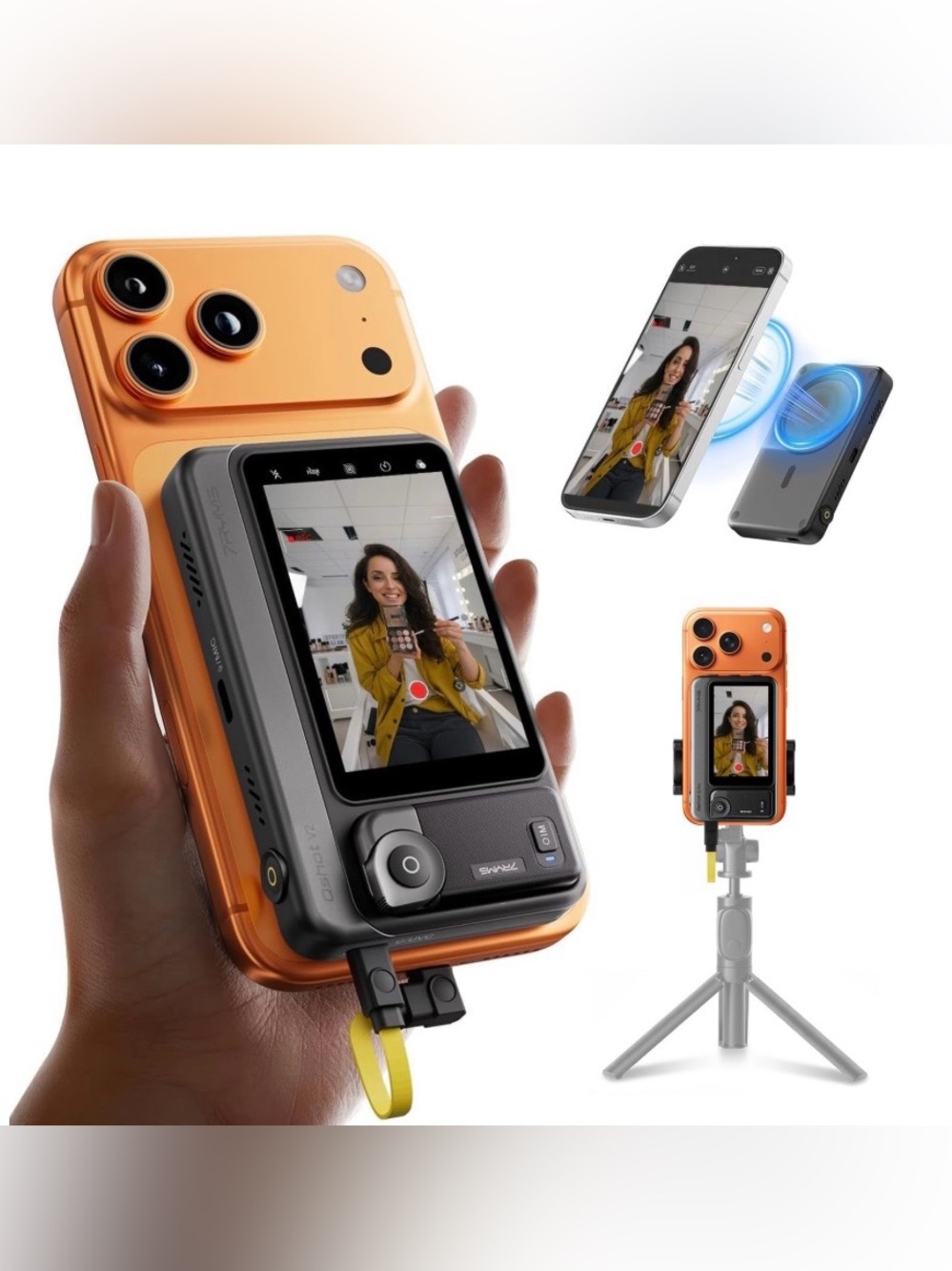 QSHOT V2 Phone Monitor Screen iPhone 17/16/15 Series/Select Android - wired mode